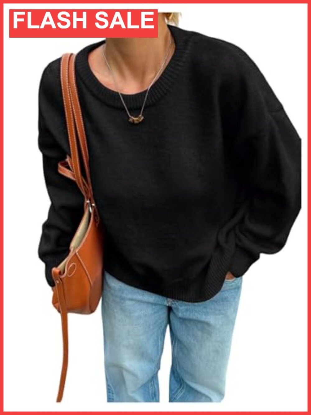 Oversized Long Sleeve Crewneck Knit Pullover Sweater